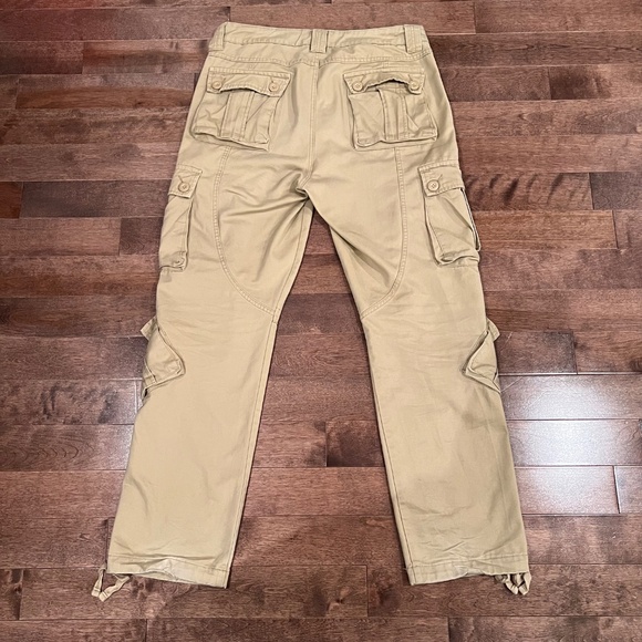 Matchstick Cargo Pants Men’s 34x34 Khaki Tan – Multi-Pocket Utility Cotton Trous - Picture 3 of 7